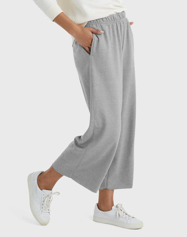 Hanes Originals Women's French Terry Wide Leg Cropped Pants