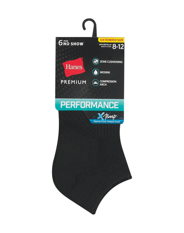 Hanes Women's Performance No Show Socks, Cushioned, 6-Pairs