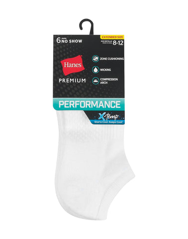 Hanes Women's Performance No Show Socks, Cushioned, 6-Pairs