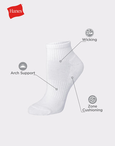 Hanes Women's Performance Ankle Socks, Cushioned, 6-Pairs