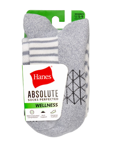Hanes Absolute Wellness Women's Over-the-Calf Socks, Mild Graduated Compression, 2-Pairs