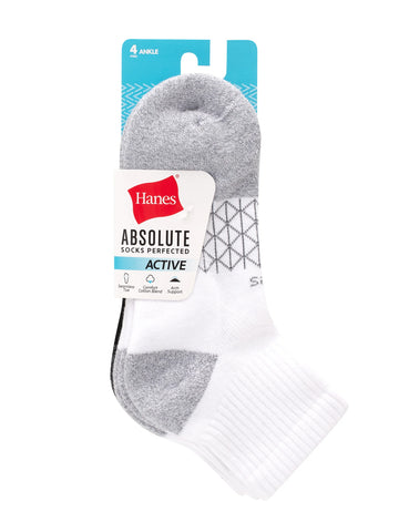 Hanes Absolute Active Women's Ankle Socks, 4-Pairs