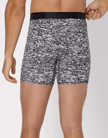 Hanes Originals Men's SuperSoft Boxer Brief Underwear, Viscose from Bamboo, Black/Grey/Print, 3-Pack