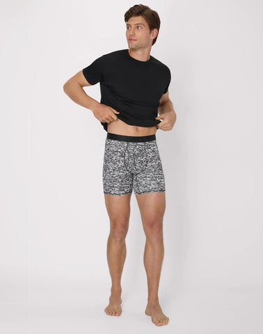 Hanes Originals Men's SuperSoft Boxer Brief Underwear, Viscose from Bamboo, Black/Grey/Print, 3-Pack