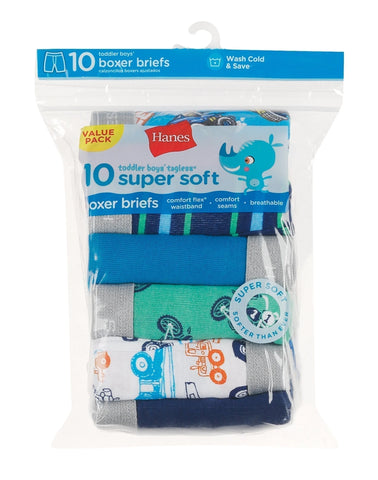 Hanes Toddler Boys' Boxer Brief Underwear, 10-Pack
